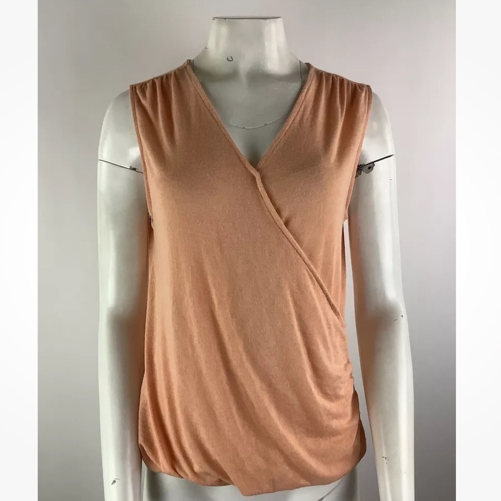 Athleta Sz M Breezy Wrap Tank Top In Orange Modal Polyester Lightweight